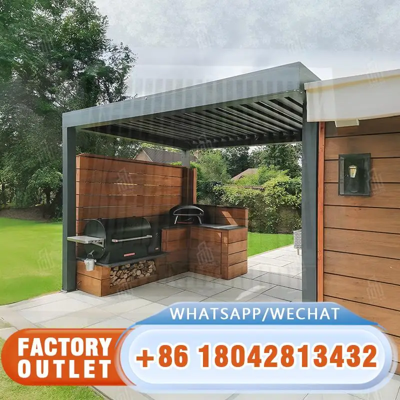 

Waterproof Motorized Louvered Roof Outdoor Aluminum Frame for Patio Terrace Garden Pergola