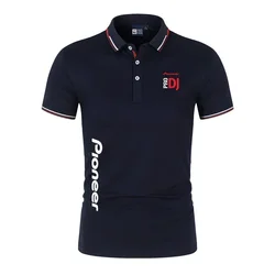 Pioneer Pro DJ Men's Printed Polo, Casual Short Sleeve Polo Neck T-shirt, Tight Fit, Fitness Sports Wear, 2024 Top