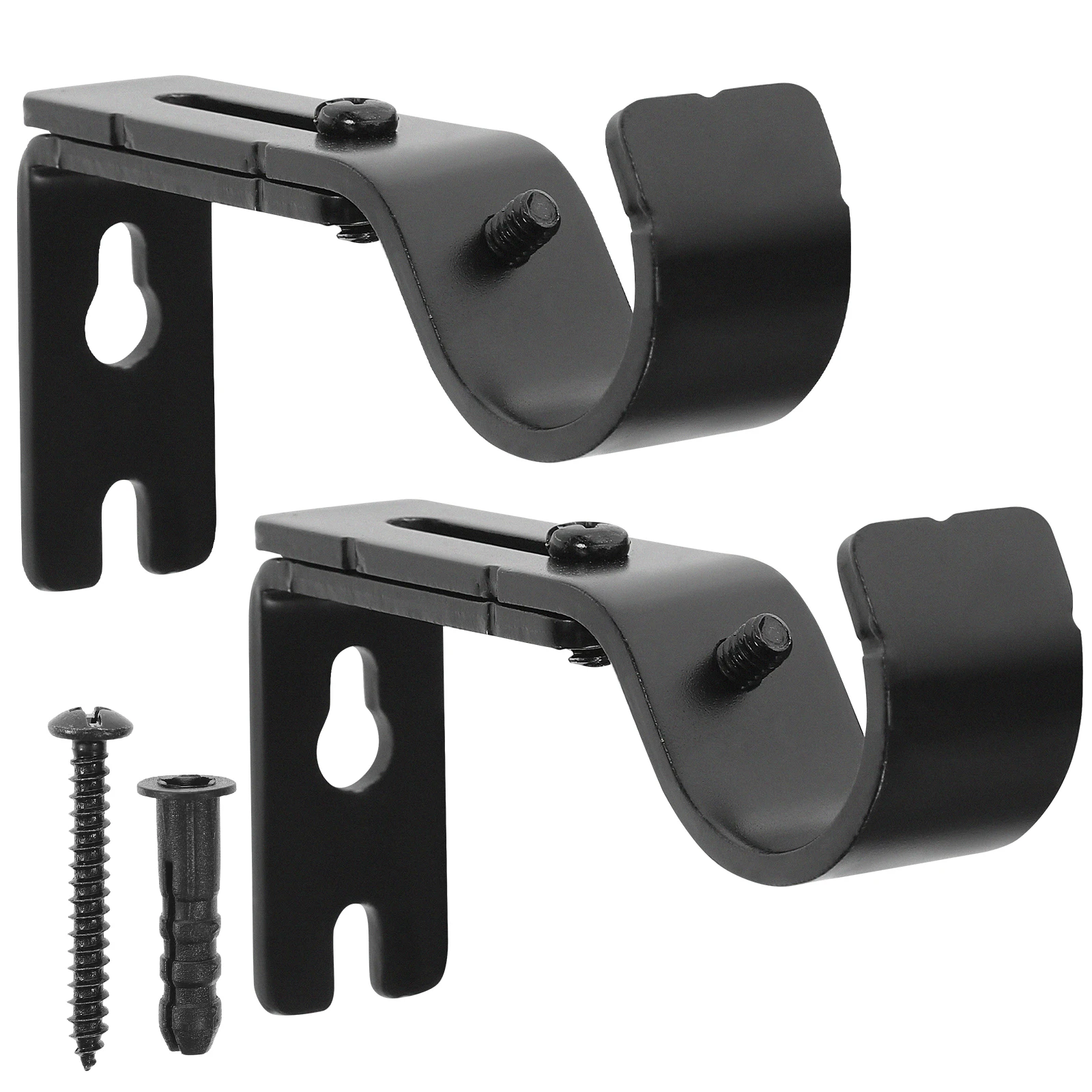 

2pcs Curtain Rod Brackets Black Iron Adjustable Supports for Bedroom Living Room Kitchen Window Decor Hardware Supplies
