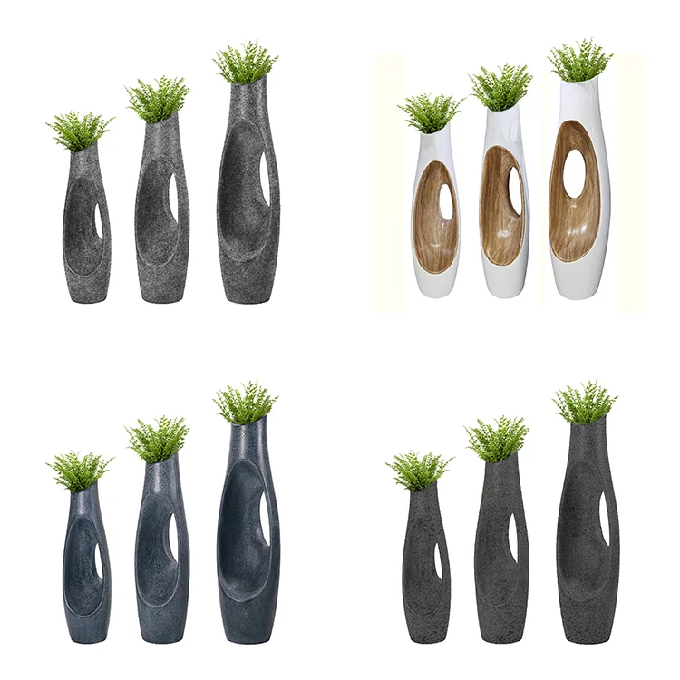 Indoor and outdoor hollow wood grain decorative handmade fiber flower pot