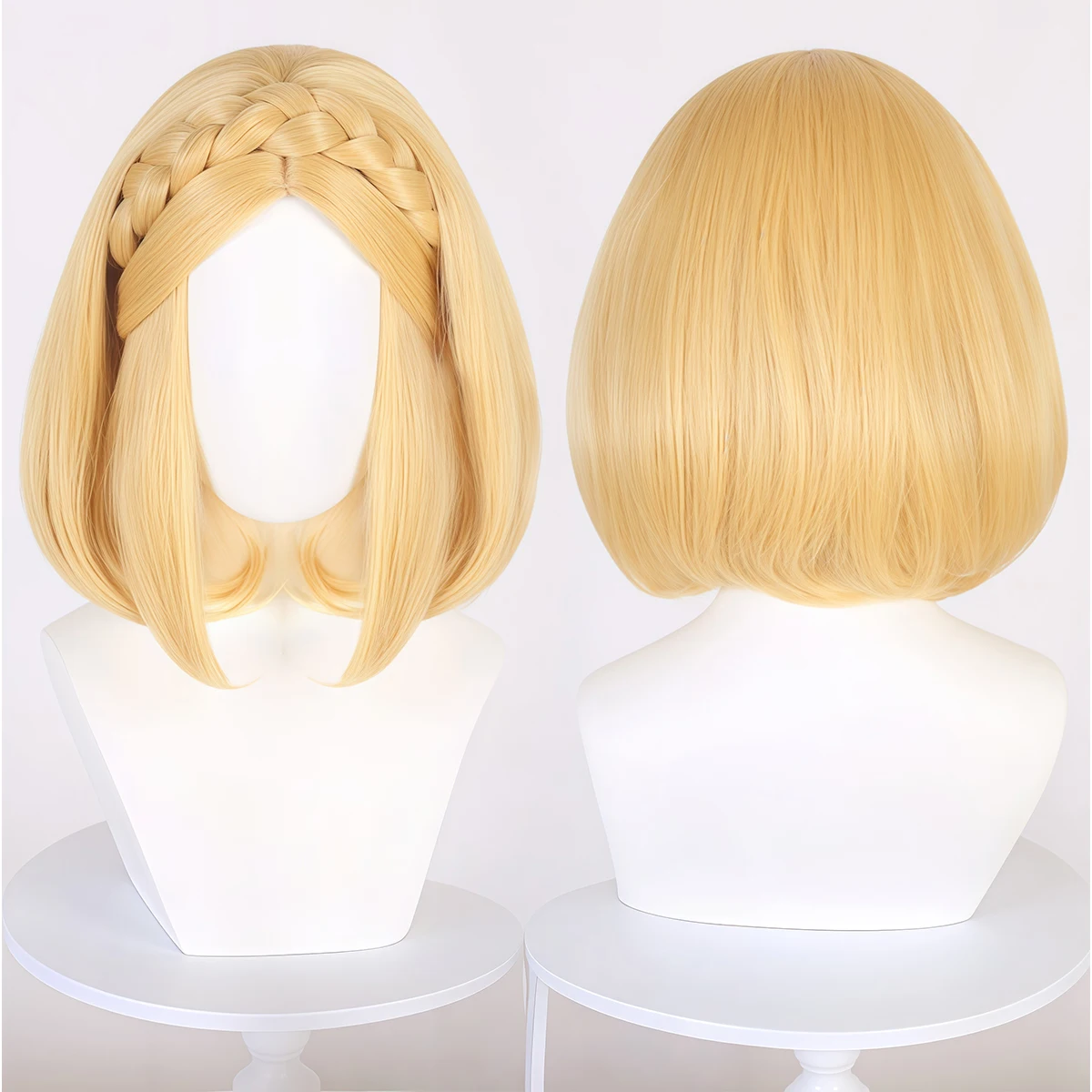 

Sweet Youthful Golden Braided Bob Synthetic Wig - Elegant Short Wig for Anime Cosplay & Daily Commute Styling