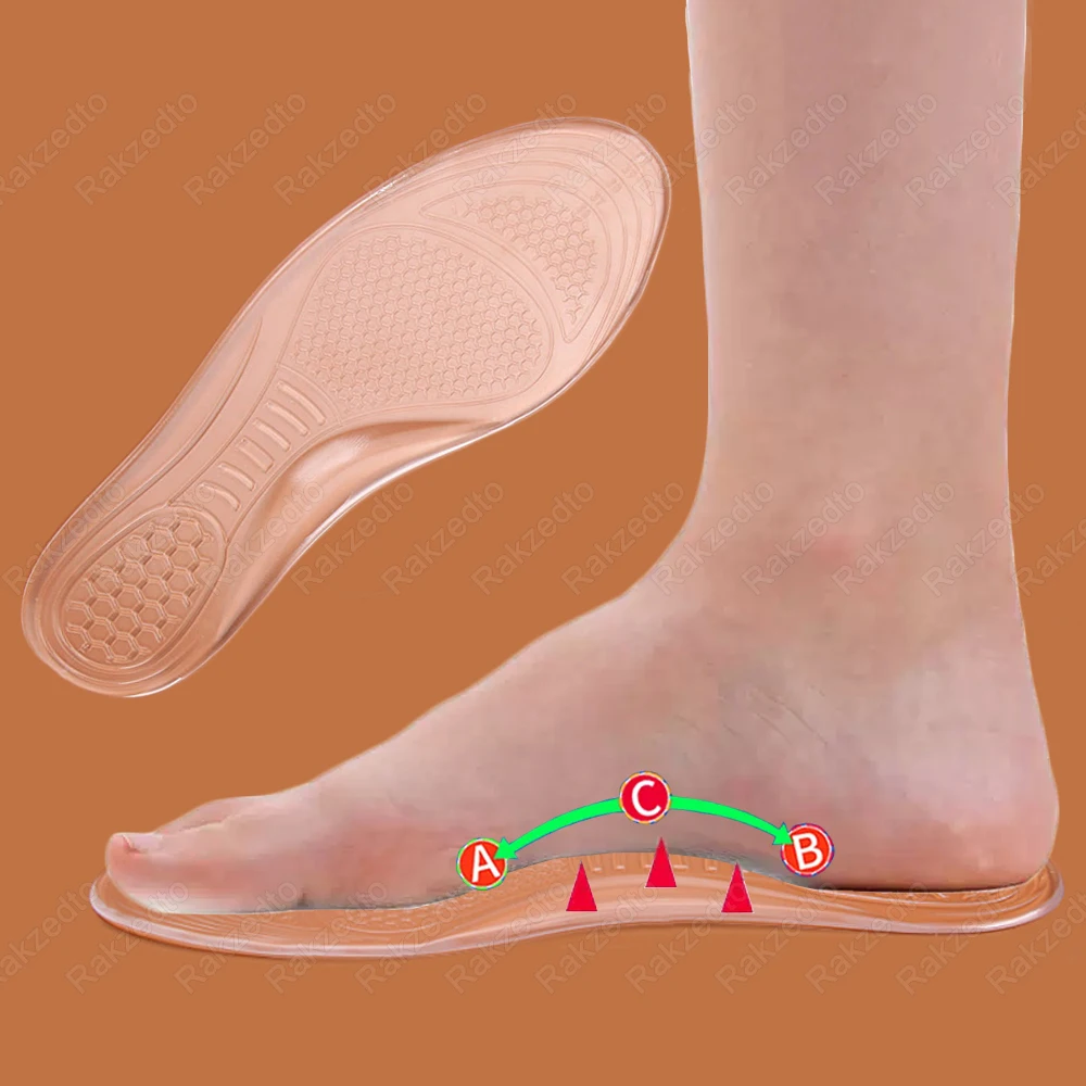 Silicone Orthopedic Shoe Pads for Flat Feet Arch Support Insoles for Shoes Man Woman Soft Gel Shock Absorbing Insoles for Boots