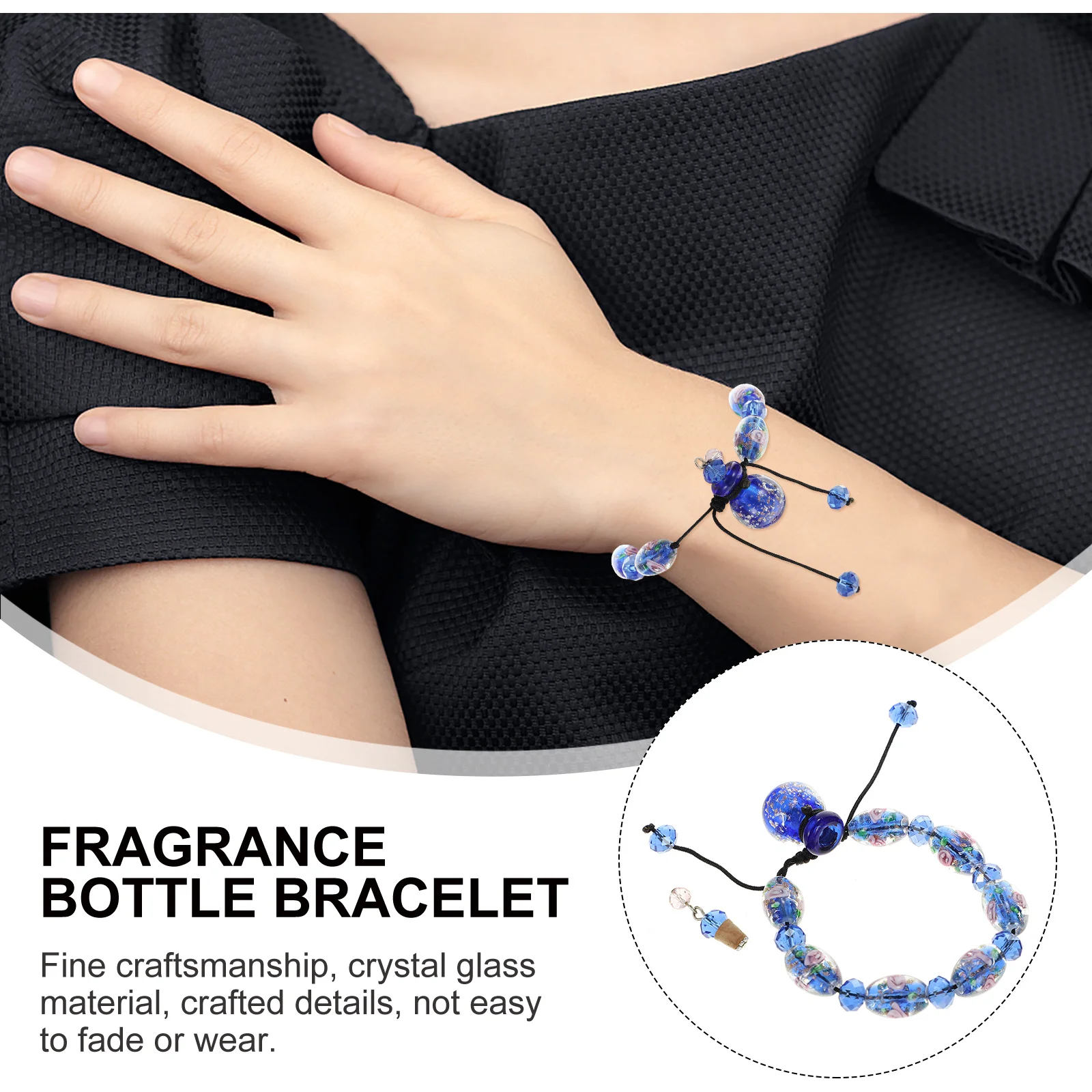 

Aromatherapy Bracelet Mini Essential Oil Bottle Pendant Crystal Glass Adjustable Wrist Charm Fashion Bracelet for Prom Gift