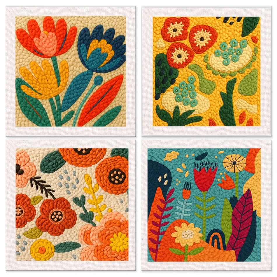

Flower Punch Needle Embroidery Kit Easy DIY Sewing Punch Needle Kit Cross Stitch Needle Art And Craft Beginner Supplies Package