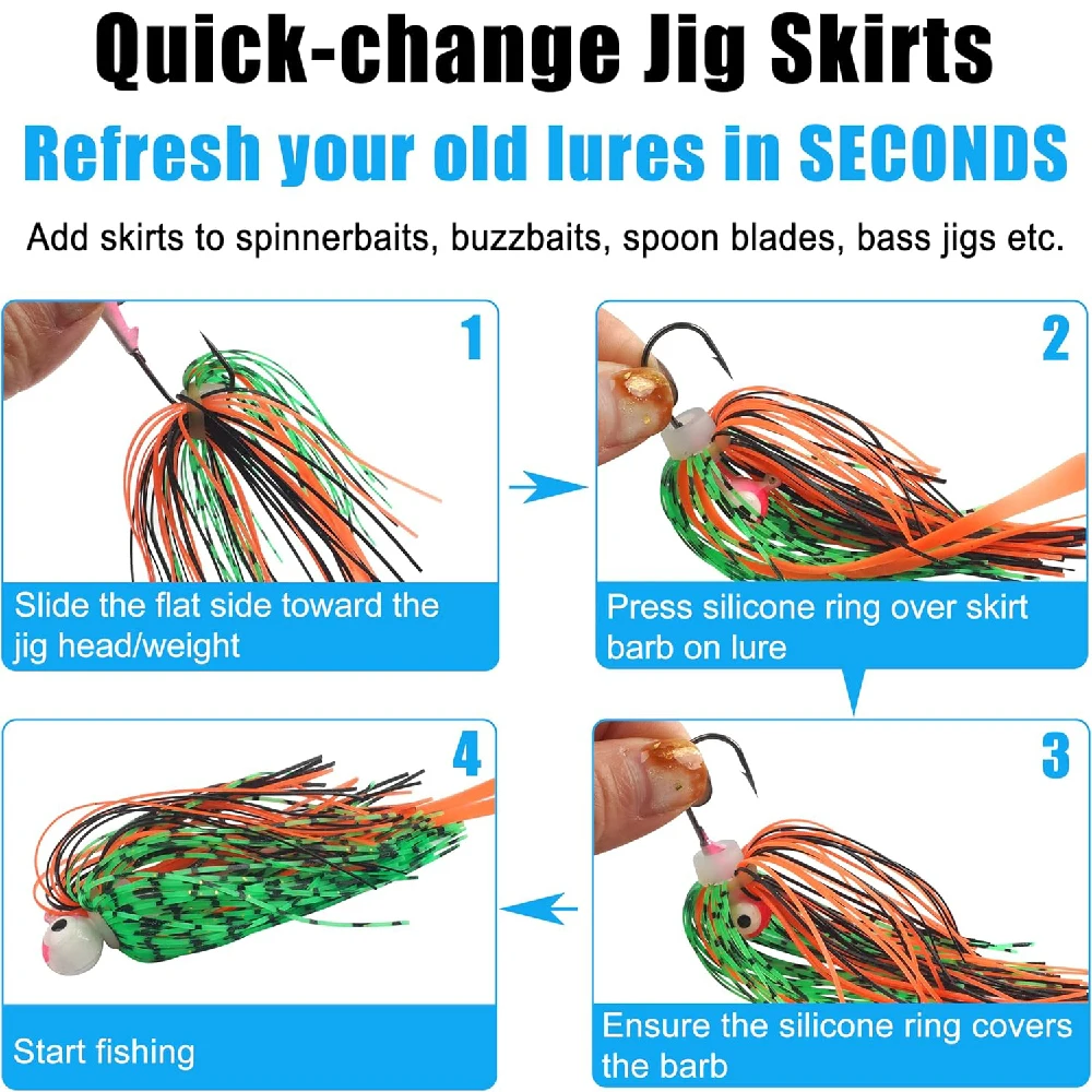 16 Stück Skirts Jig Angelköder Ersatz-Spinnerbait Buzzbaits für Bass, Forelle, Hecht, Zander, Jigging-Köderherstellung, Angelzubehör – Detail 4