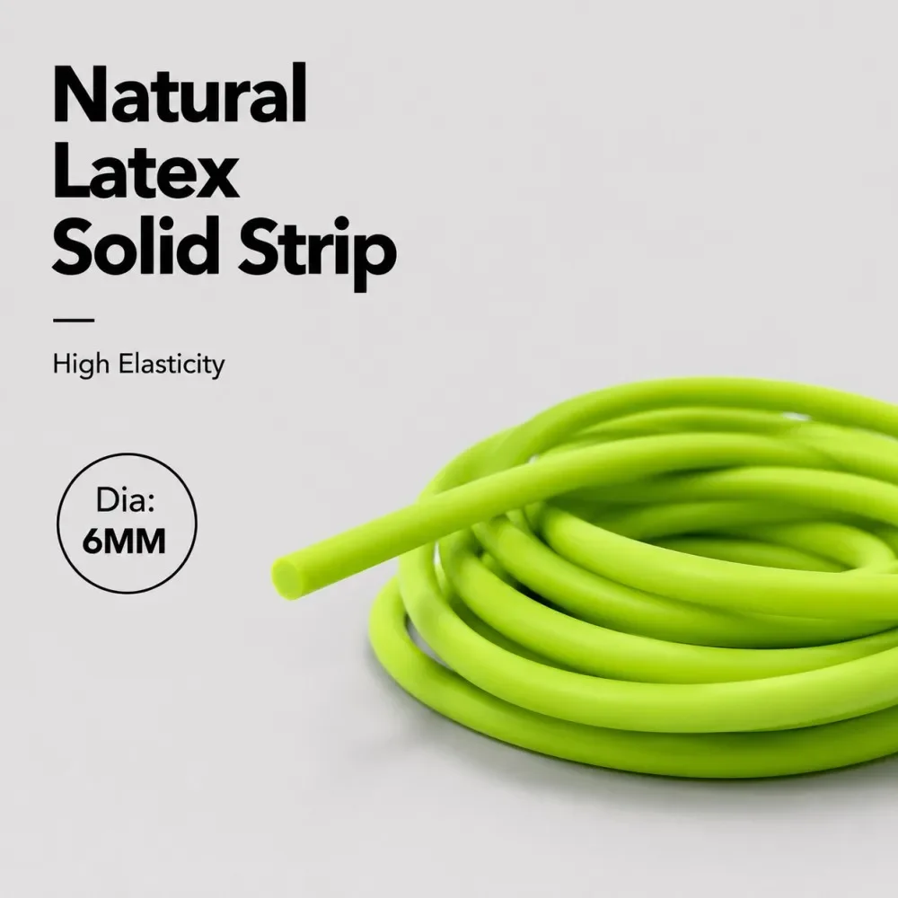 Bright Green Solid Latex Rubber Cord  Dia 6mm Rubber Band Round Latex Strip Rope High Elasticity Shock Absorption Sealant Strip