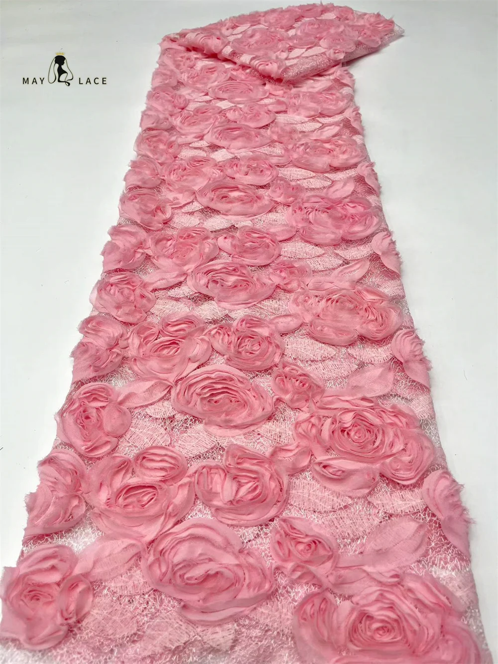 

2026 New Design 3D African Mesh Lace Fabric 5 Yards High-Quality Nigerian Flower Lace Fabrics Bridal Wedding Dress Gown Women