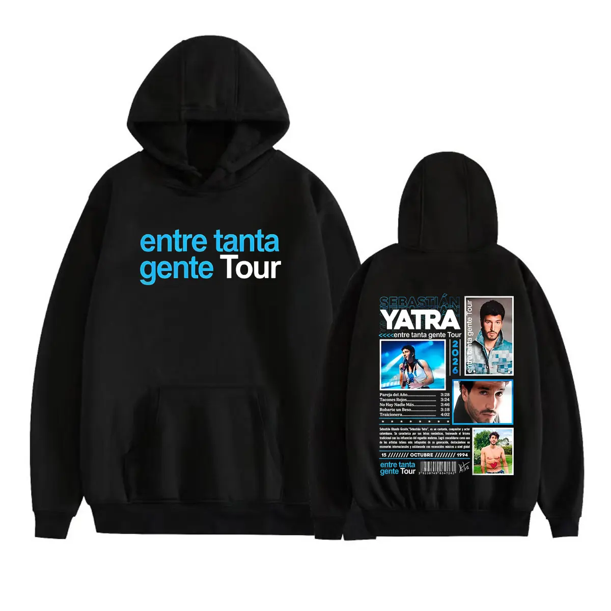 Sudadera Vintage Sebastian Yatra Entre Tanta Gente Tour 2026, Ropa para Hombre, Sudadera con Capucha de Moda Hip Hop, Sudadera Holgada de Manga Larga