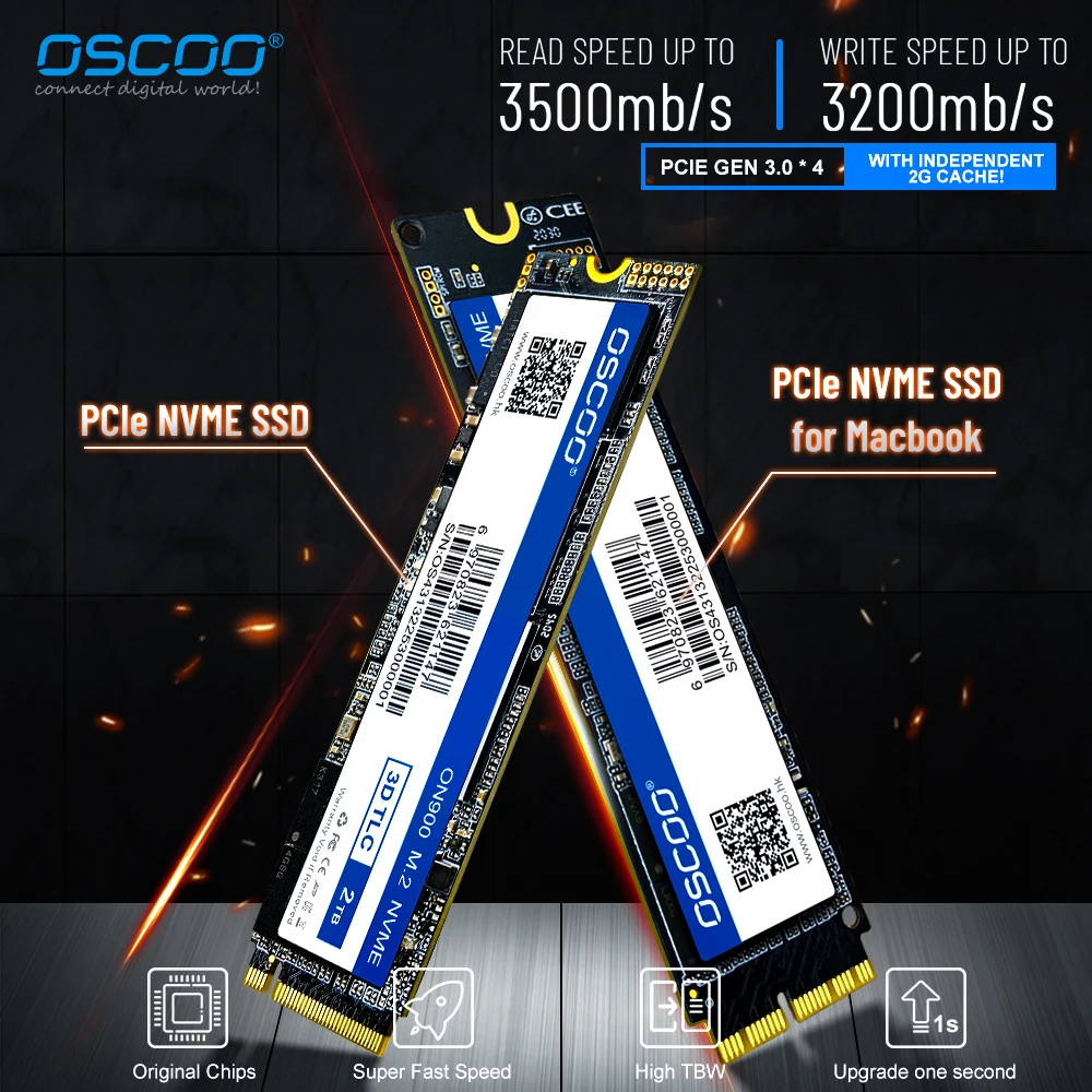 OSCOO M.2 NVMe 512GB 1TB Solid State Drive PCIe3.0 X4  High Speed Hard Disk M2 2280 for Laptop Desktop