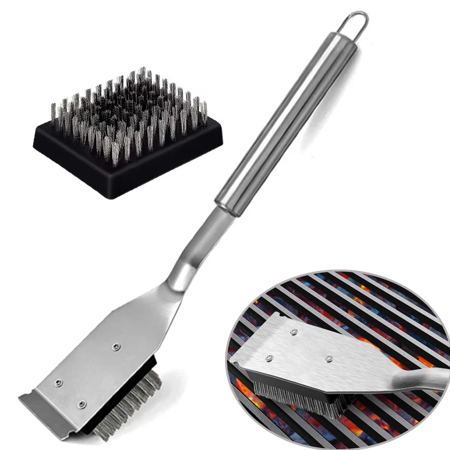 

Grill Brush and Scraper, Wire BBQ Grills Brushs for Outdoor grill, 16.5"Cleaning bbq Accessories, Replaceable Safe Cleaner brush