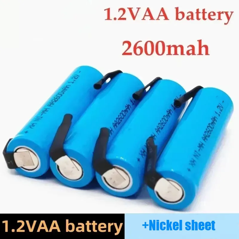 100% nueva batería AA de 1,2 V 2600 mAh, 2 A Ni-MH, carcasa de clavija azul para Afeitadora eléctrica Philips