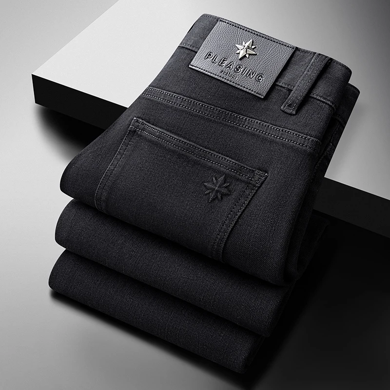 

Мужские джинсы Slim Fit, эластичные повседневные брюки с низкой посадкой, на резинке, из других материалов, весенний сезон, другие модели