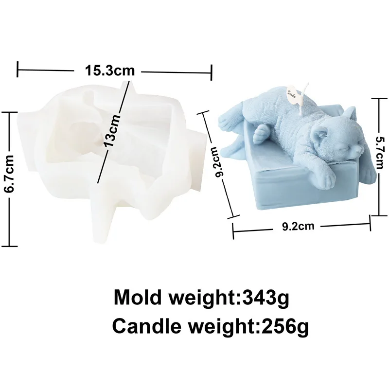 Sleeping Cat Silicone Mold for Handmade Candle Plaster Soap Epoxy Resin Chocolate Decoration Gypsum Ice DIY Baking Mould