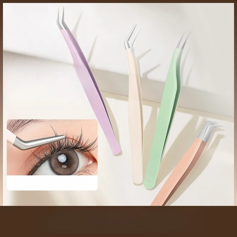 Pinzette colorate curve dritte in acciaio inossidabile per adesivi per nail art Strumento per la raccolta di strass Strumento per pinzette fai da te per trucco ciglia