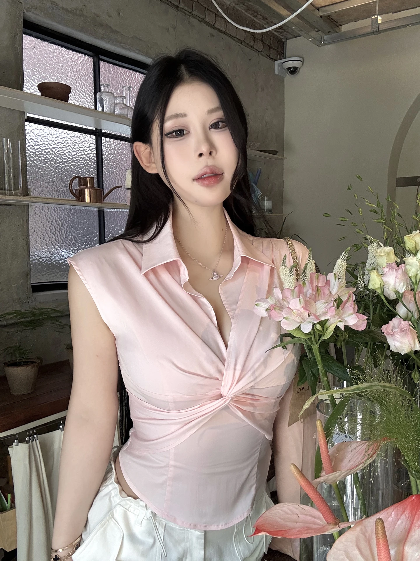 

Женский летний топ Bla Ice Tea с двойным узлом, облегающий крой, новый дизайн, короткий рукав, от Kaga Hyakkichi