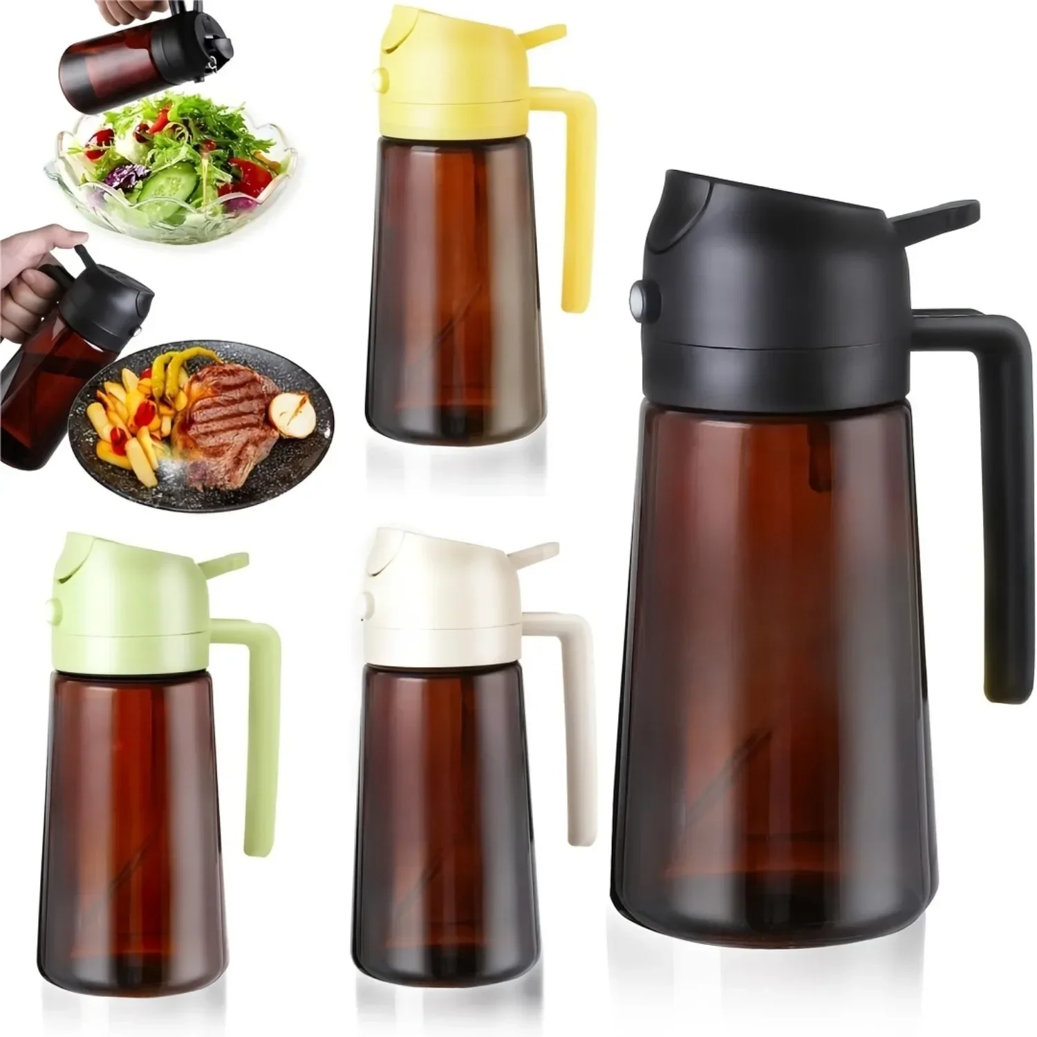 

2 in1 Olive Oil Dispenser Bottle 16oz/470ML Light Blocking Brown Oil Sprayer for Cooking for Kitchen Oil Bottle Seasoning Tools