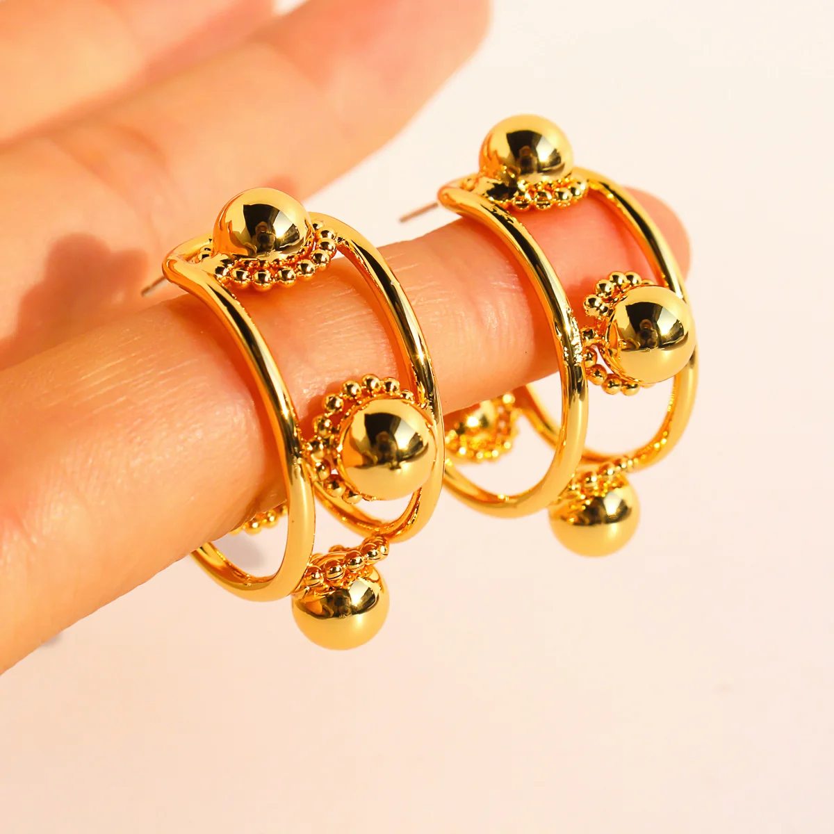 المتخصصة خمر ثلاثية الأبعاد الكرة الصغيرة الكبيرة الأقراط الفاخرة الجوف C-شكل الأطواق مبالغ فيها مزاجه عبر الحدود مجوهرات M807 #4