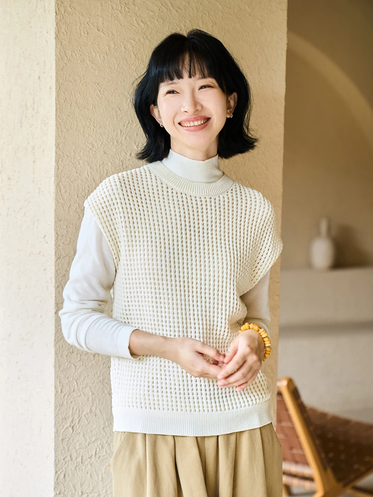 

Жилетка Wanheng M2 Autumn Guest 2023 из хлопковой смеси, двухцветная, с вырезами, для многослойного образа, повседневная, для работы