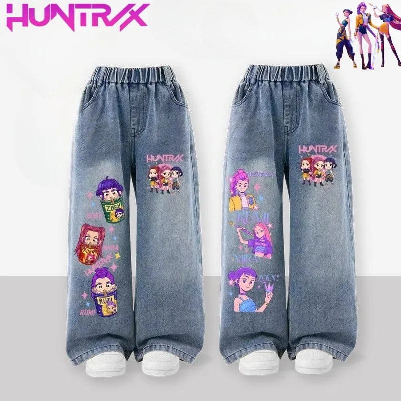 

KPop Demon Hunters Rumi Mira Zoey Girls' New Sweet and Cute Creative Anime Cartoon Print Simple Fashion Loose Comfortable Jeans