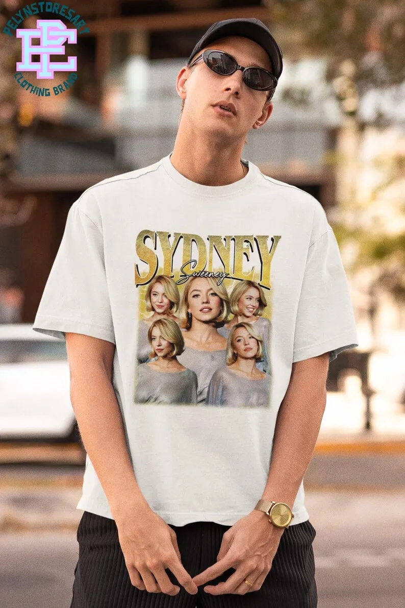 سيدني سويني ستونز خمر الجرافيك تي شيرت مطبوع ريترو المحملة للبوب عشاق الثقافة القطنية عادية للفيلم التلفزيوني المتضخم تي شيرت