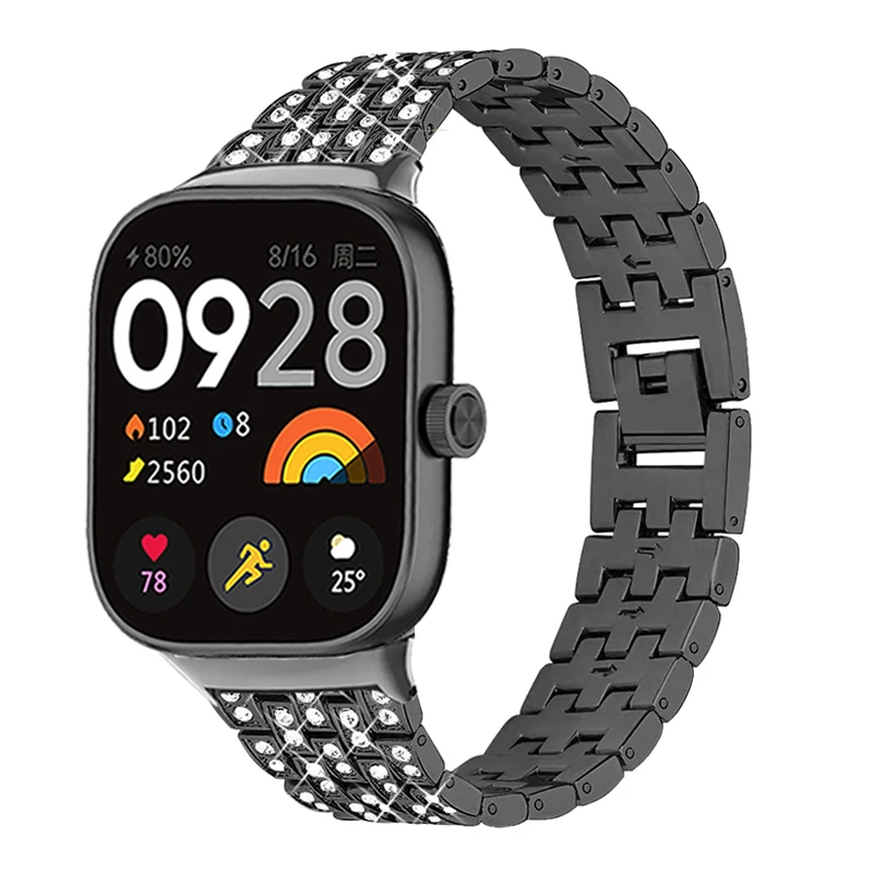 สําหรับ Redmi นาฬิกา 4 เพชรโลหะสร้อยข้อมือสําหรับ Xiao mi mi Band 9 Pro นาฬิกา Correas reloj สําหรับ xiaomi mi band 8 pro Watchband