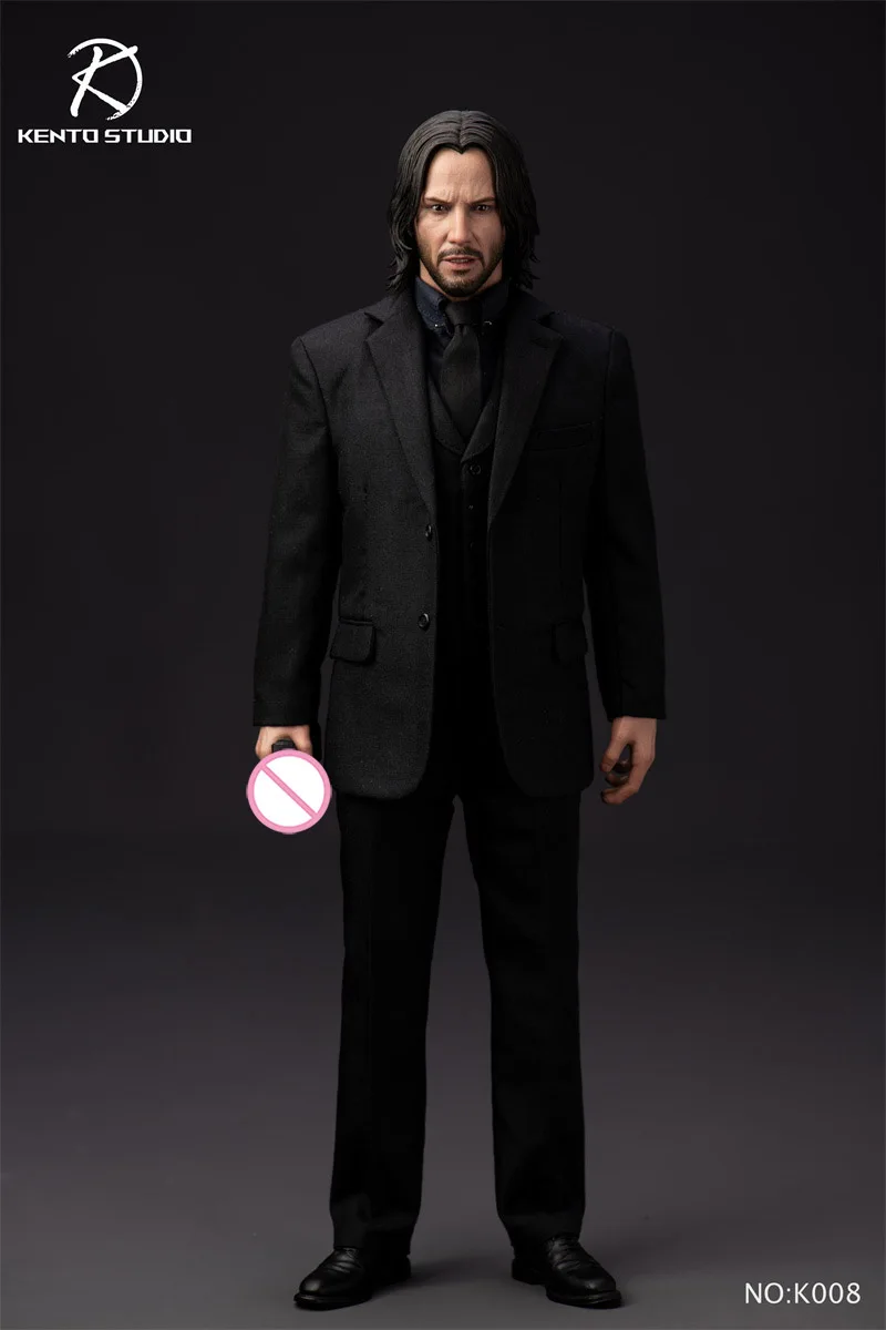 

Kento Studio k008 1/6 Scale Killer Black Vest Suit Set Clothes Model With Body for 12 Inch Male Head Sculpture Model DIY