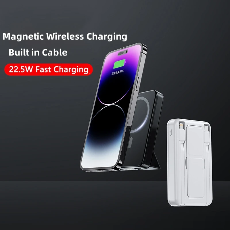 10000mAh Magnetic Wireless Charger Mini Power Bank for iPhone 15 Xiaomi Samsung Portable Induction Charger Station Spare Battery