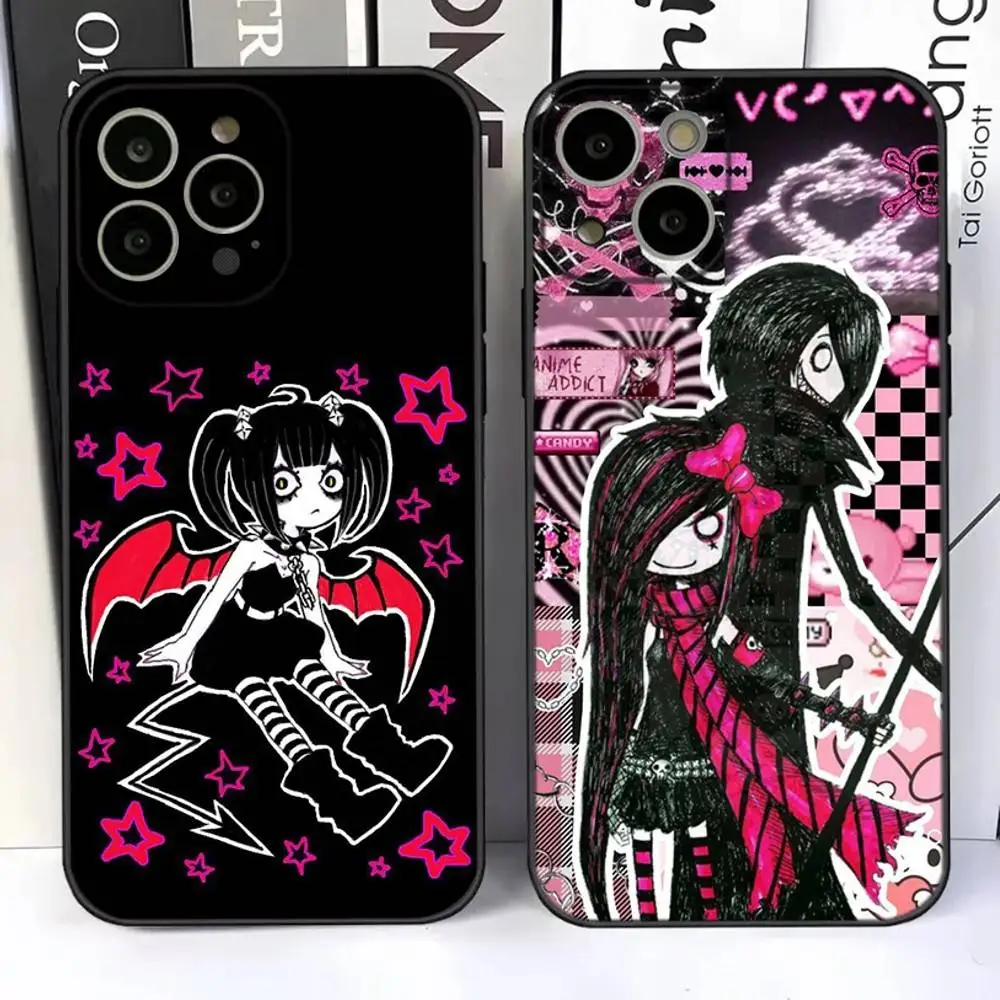 

Love Black and Cute Emo Phone Case For iPhone 17,16,15,14,13,12,11 Plus,Pro,Max,Air,XR,XS,X,7,8 SE,Mini Silicone Soft