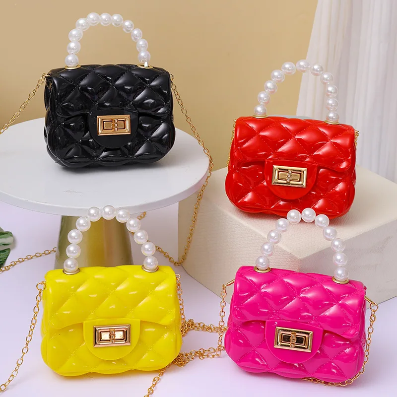 Small Cute Girls Crossbody Bag Exquisite Pearl Jelly Bag Logopinkycolor Fashion Convenient Pink Handbag For Trip Daily Commute