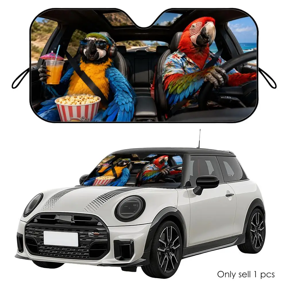 

Parrot Driving Travel Sun Visor Reusable Aluminum Foil Car Windshield Sun Visor UV Heat Insulation Cover Shade