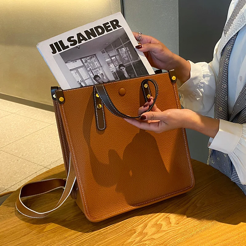 2023 New Women\'s Briefcase Handbag Genuine Leather Large Capacity Tote Bag Female Business Portable Messenger Lady Shoulder Bag