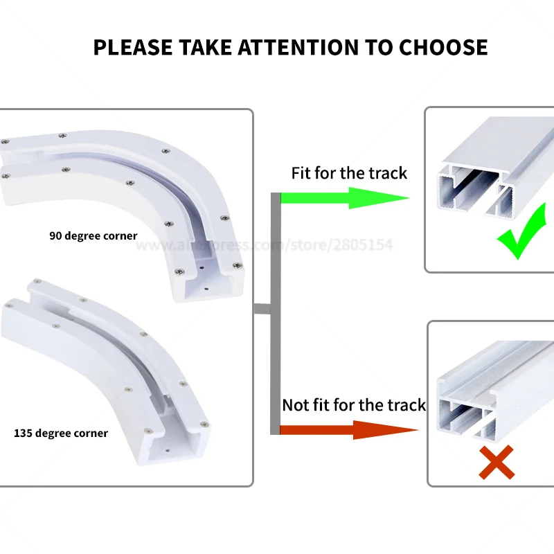 Elektrische Vorhang Schiene Joint Halterung Stecker 90/135 grad U Typ und L Typ Fenster für wifi zigbee motor vorhang track