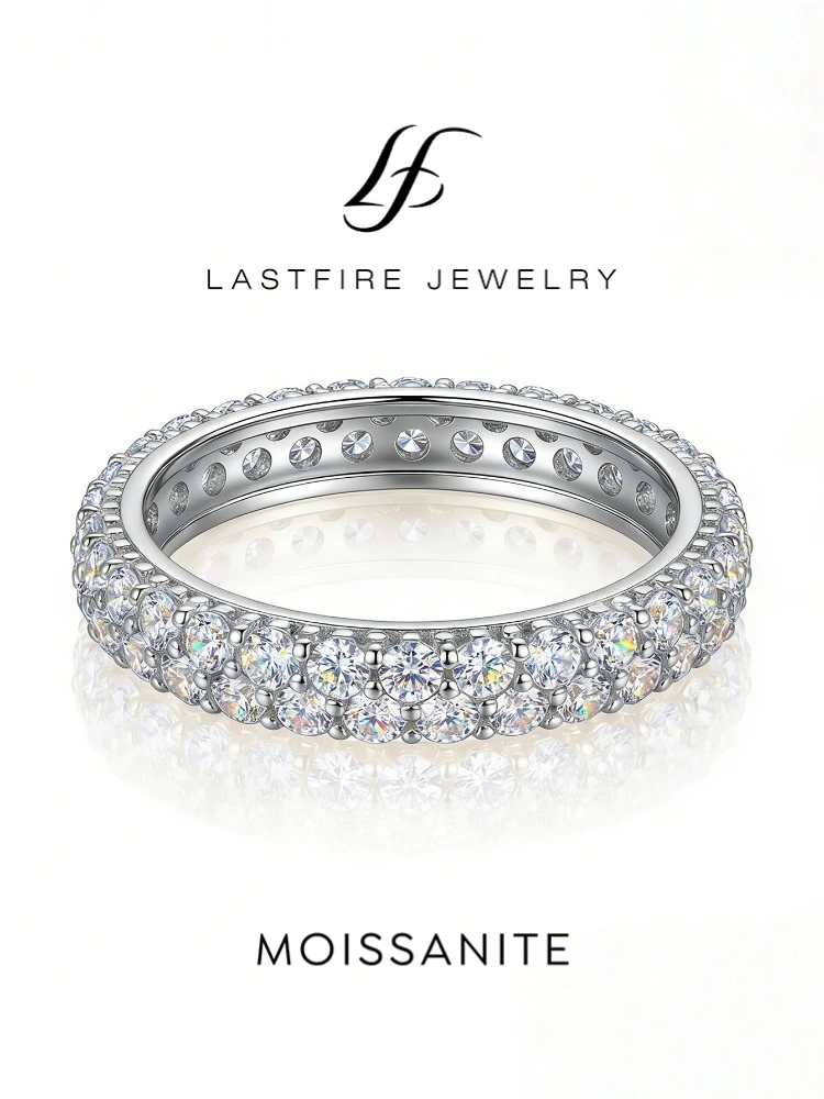 

Блестящие простые круглые обручальные кольца с настоящим муассанитом для женщин, оригинальные из стерлингового серебра 925 пробы, роскошные ювелирные изделия высокого качества