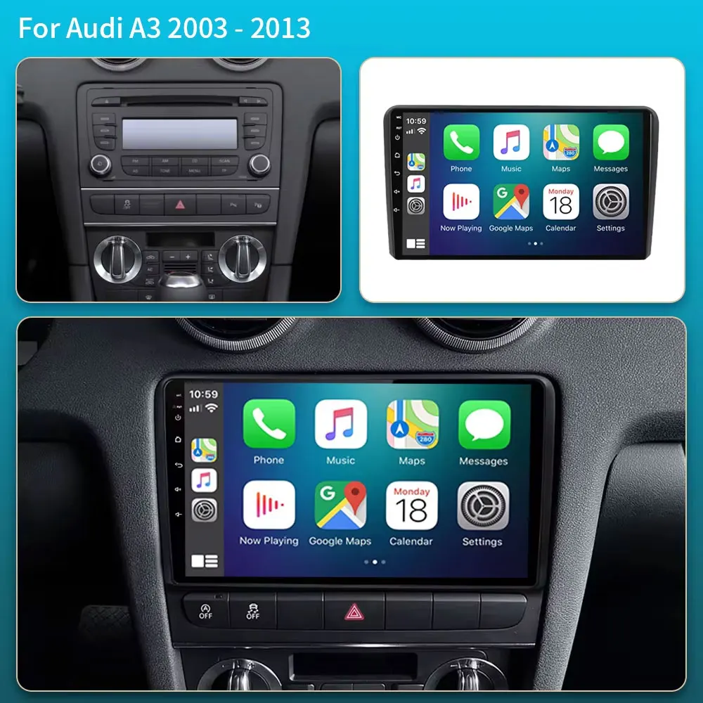 Android 16 Carplay Auto Car Radio For Audi A3 8P 2003-2013 2din Multimedia Player GPS Navigation Audio Stereo DSP 360 Camera 4G
