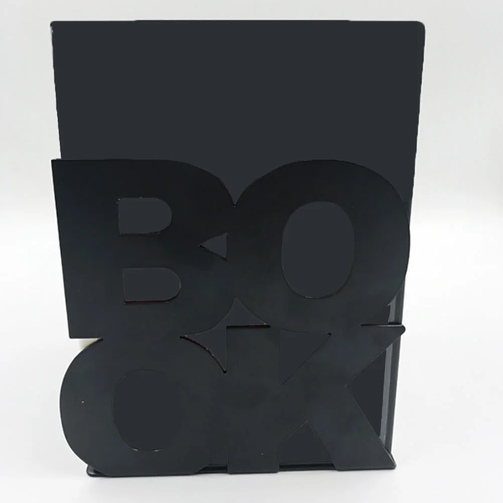 

2 PCS Book Stand Metal Bookend Table Top Bookshelf Support Kitchen Bookends Desktop Farmhouse Black Storage Rack Office