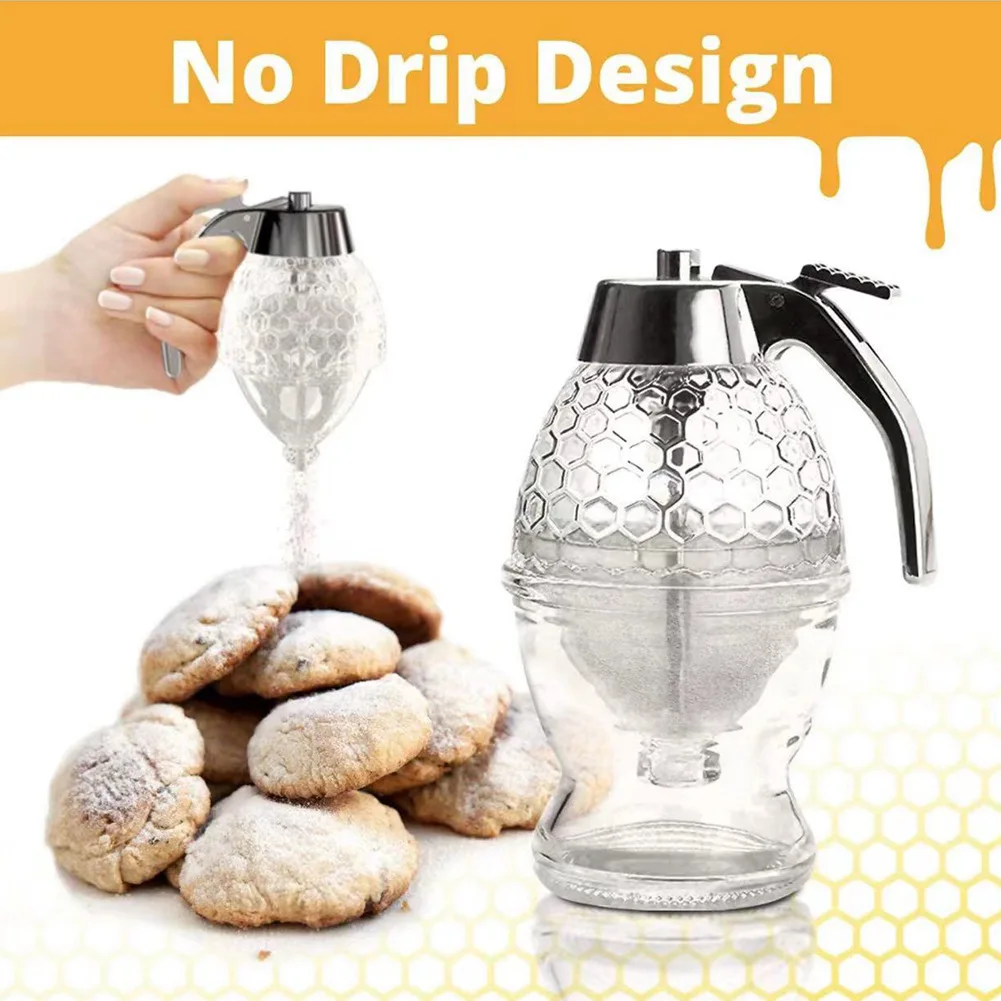 Honey Syrup Dispenser with Drip-Free Nozzle, Kitchen Sugar Dispenser for Coffee, Pancake & Baking Tools