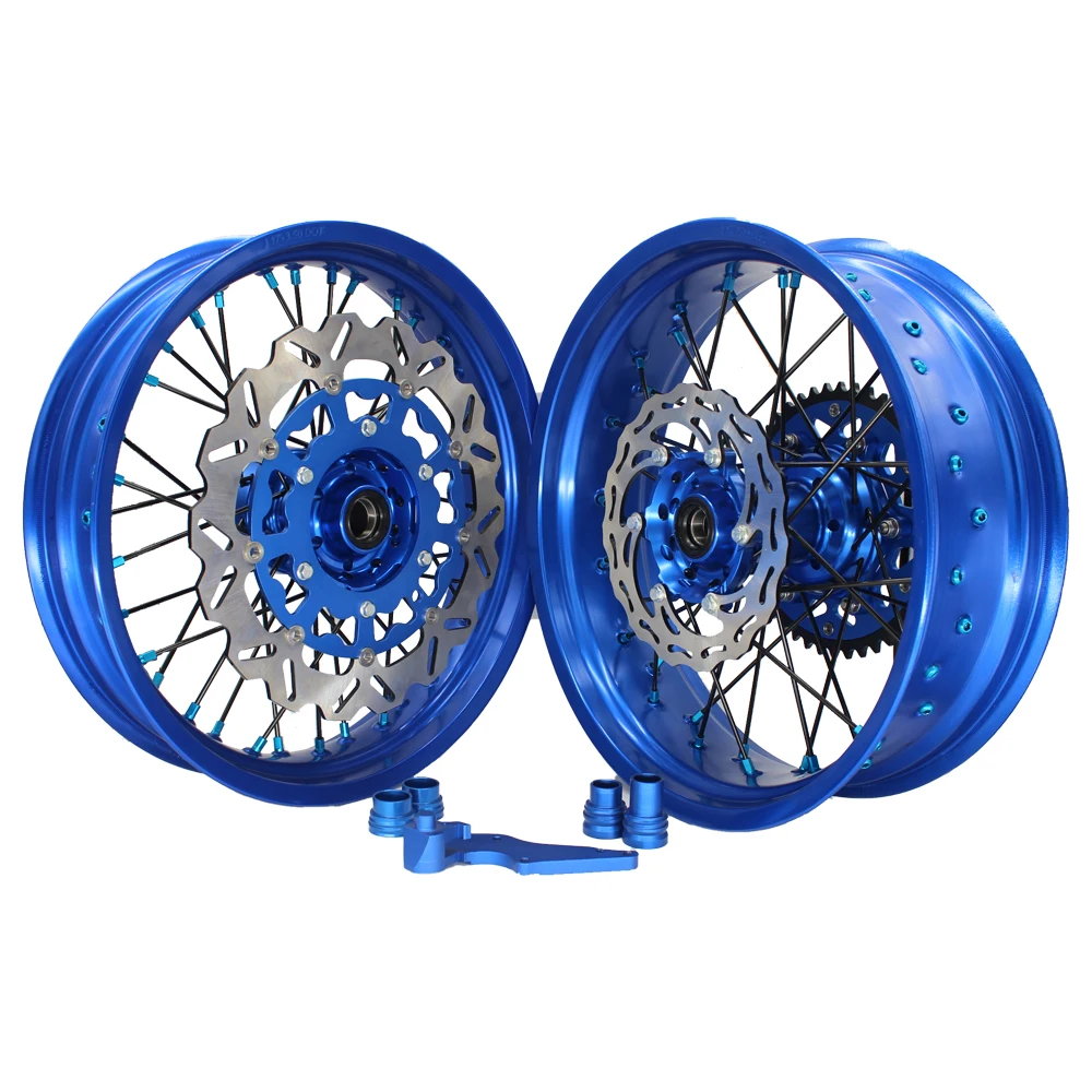 ملحقات الدراجة النارية مقاس 17 بوصة عجلة دراجة نارية ذات حافة أمامية وخلفية مجموعة عجلات Super Moto لـ YZ YZF 250 450 F