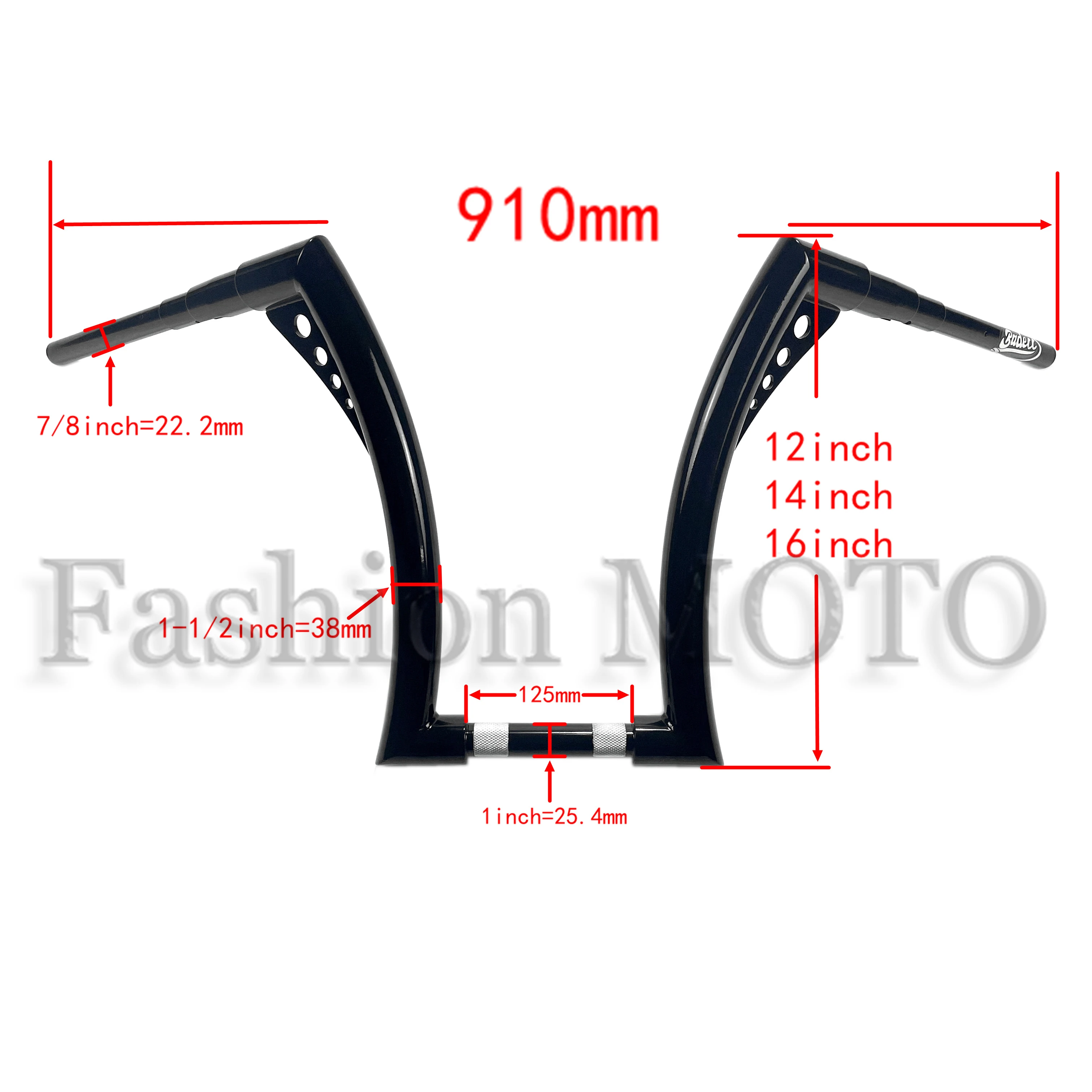 Motorcycle 1-1/2 inch 38mm king ape hanger handlebars to 1 inch bar For BMW R18 Motorcycle Steering Wheel 7/8