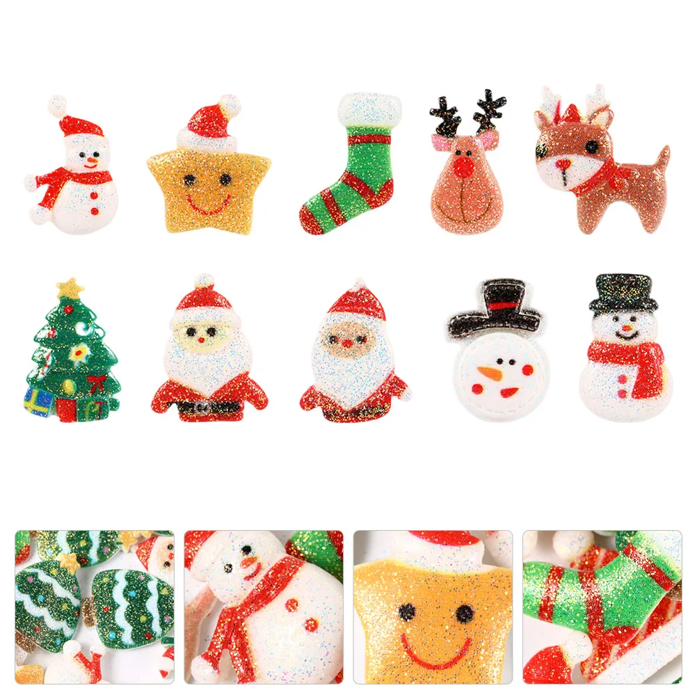 

60Pcs Resin Accessories Assorted Styles DIY Christmas Ornament Set for Handmade Jewelry Decor Crafts Xmas Party Favor