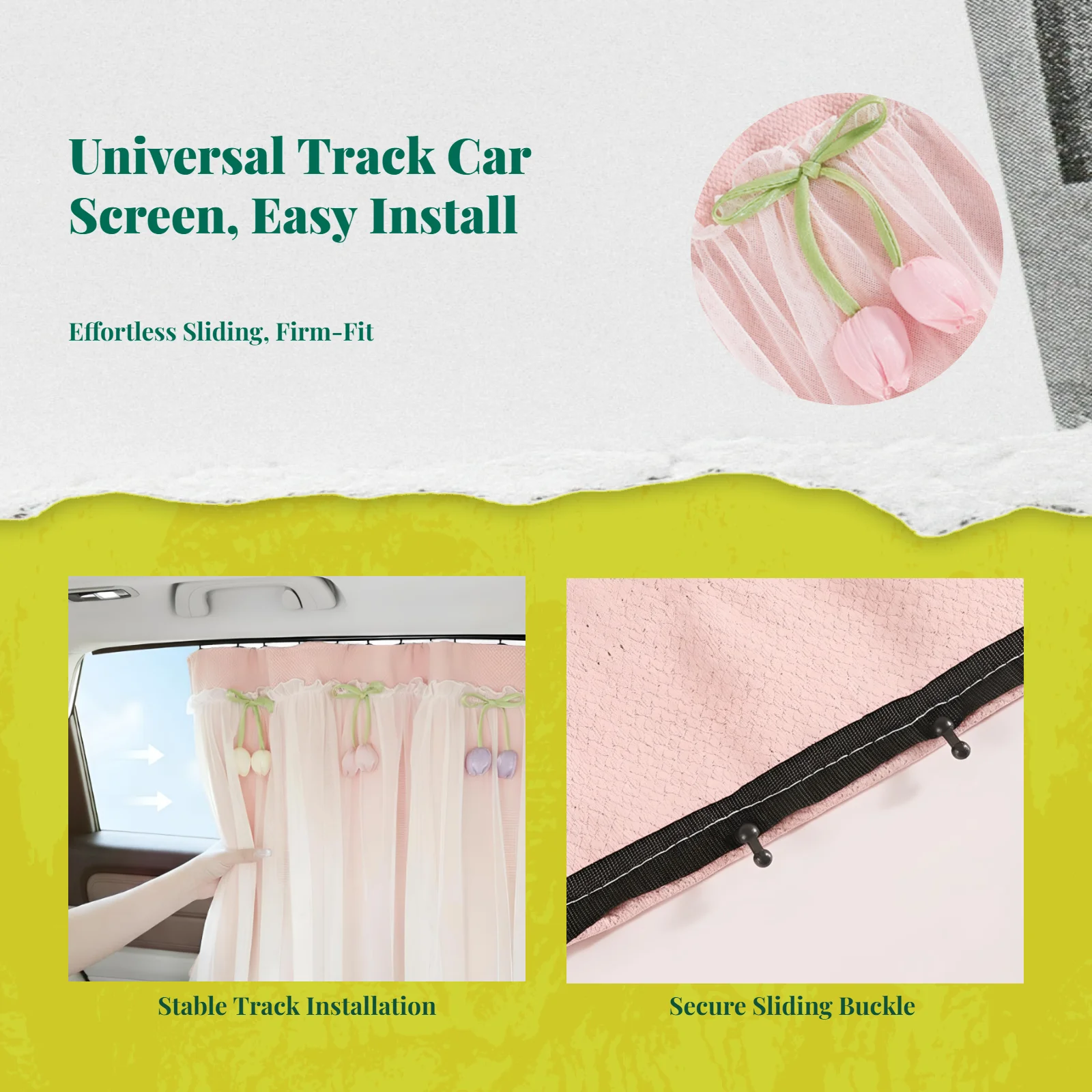 Car Window Privacy Screen, Track-Type Light & Cover, Sunlight Protection, Infant Side Window Shade, Easy Installation view 4