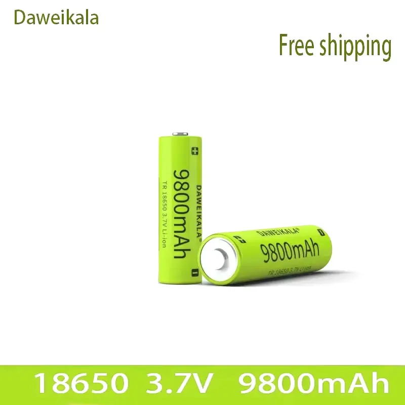 18650 Li-ion Battery 3.7V 9800mAh Rechargeable Cell for Flashlight Torch Headlamp, Replacement Battery Drop