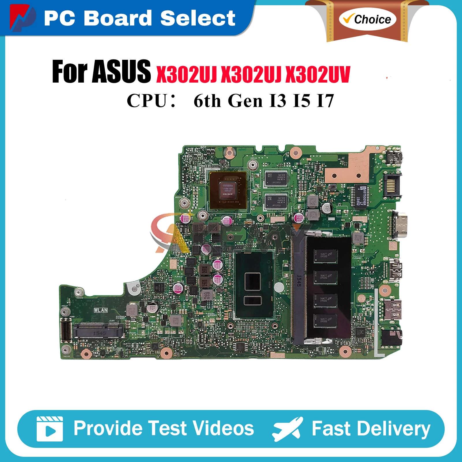 

X302UJ Laptop Motherboard For ASUS VivoBook X302U X302UV X302UJ Notebook Mainboard With I3 I5 I7 CPU 100% tests OK fast shipping