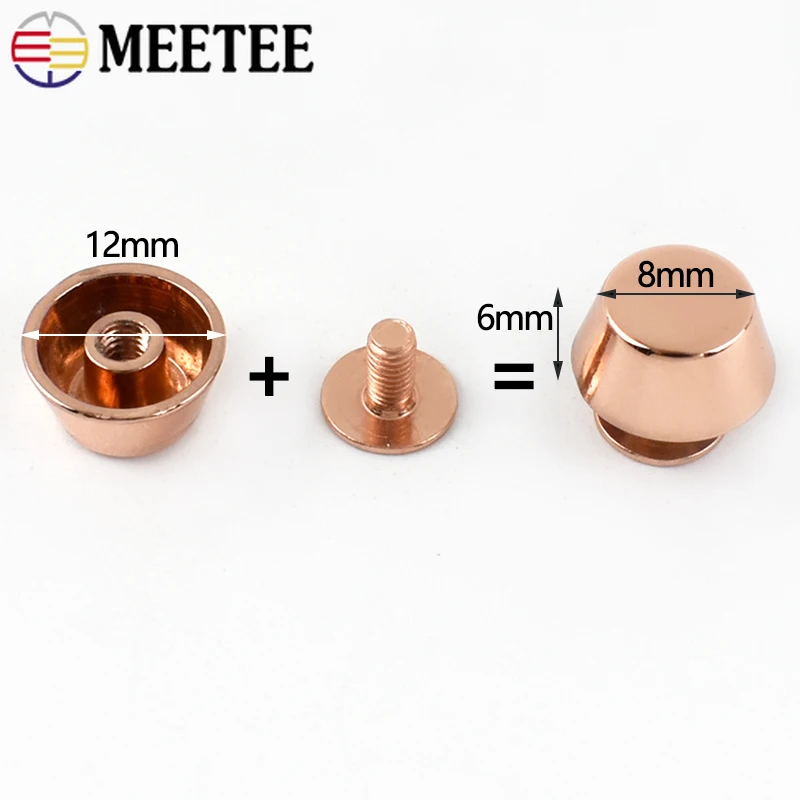 Meetee 10-50Pcs Metal Rivet Screw Buckles Handbag Bottom Protecting Feet Nail Bucket Flat Studs Bag