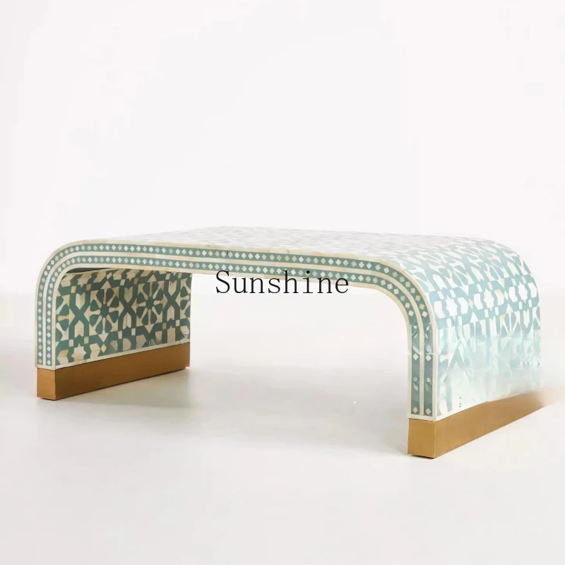 

American hand-painted personalized coffee table Nordic neoclassical solid wood art coffee table