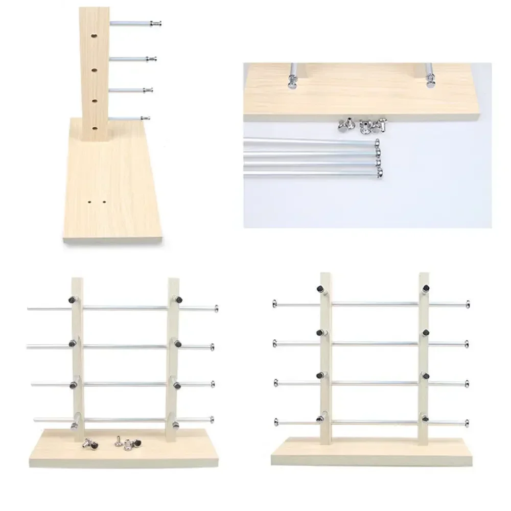 رف عرض خشبي مزدوج الصف للنظارات الشمسية ، ودعم للعرض