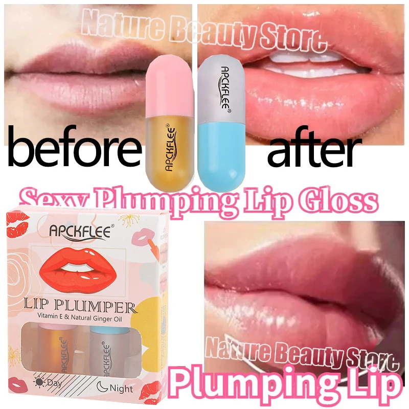 

Instant Plumping Lip Gloss Oil Long Lasting Fuller Hydrating Serum Repair Lip Fine Line Day Night Sexy Lip Makeup Cosmetics