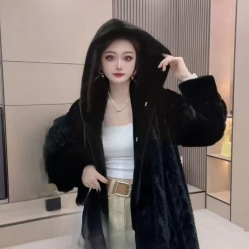 الخريف والشتاء جديد الإفراط في الركبة المنك المخملية تويست المنك مقنعين الفراء المتكاملة الفراء سترة معطف الفرو النساء سميكة