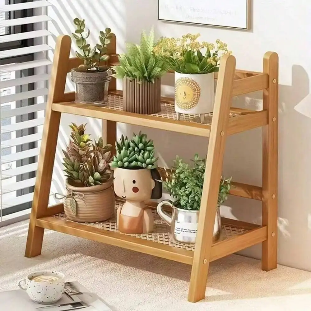 2-Tier Bamboo Countertop Storage Rack, Wooden Desktop Organizer Shelf, Coffee Cup & Condiment Display Stand For Kitchen Coffee Bar view 3