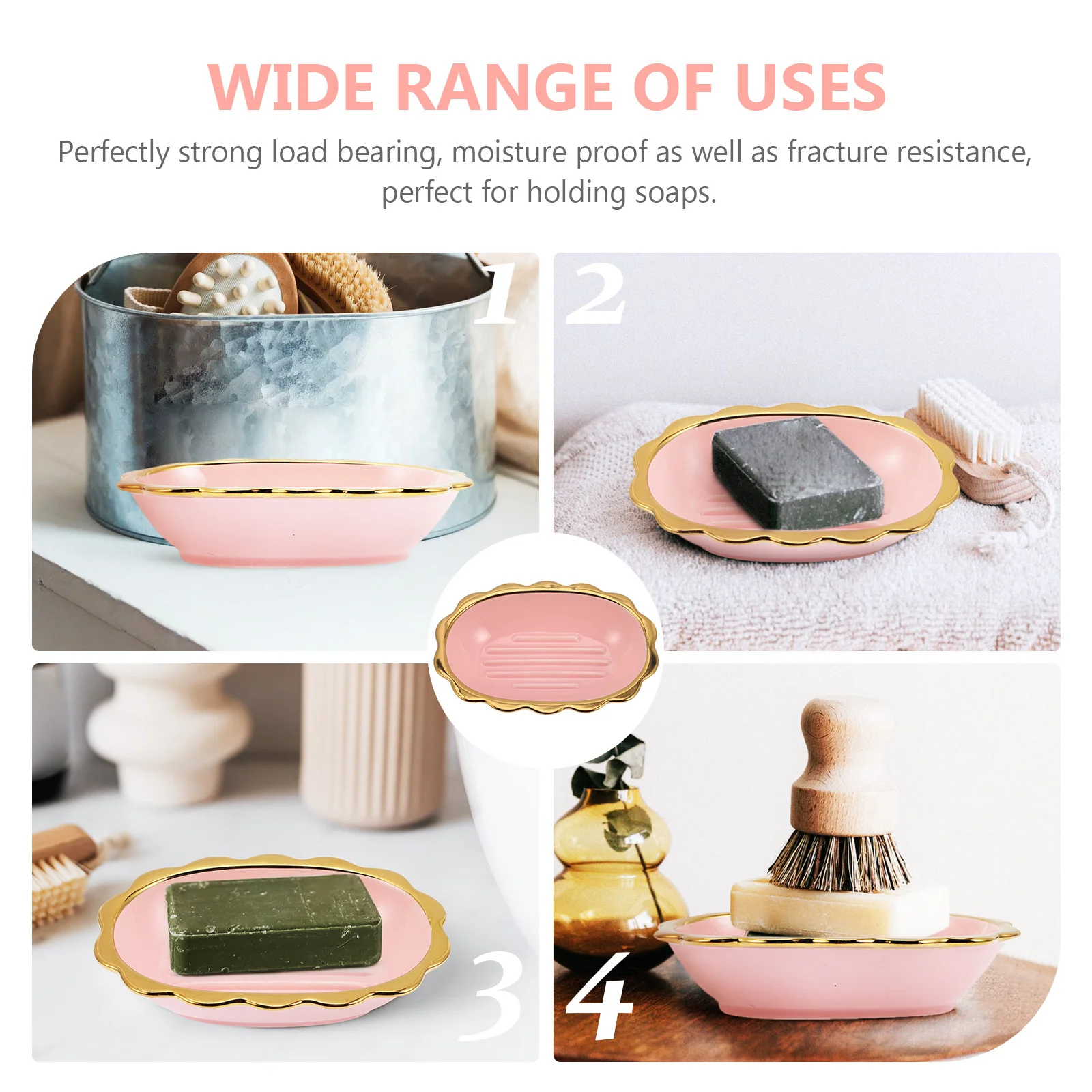 

Ceramic Lace Edge Soap Dish Holder for Bar Soap with Quick-Dry Drainage Design Sturdy Lightweight Storage Tray
