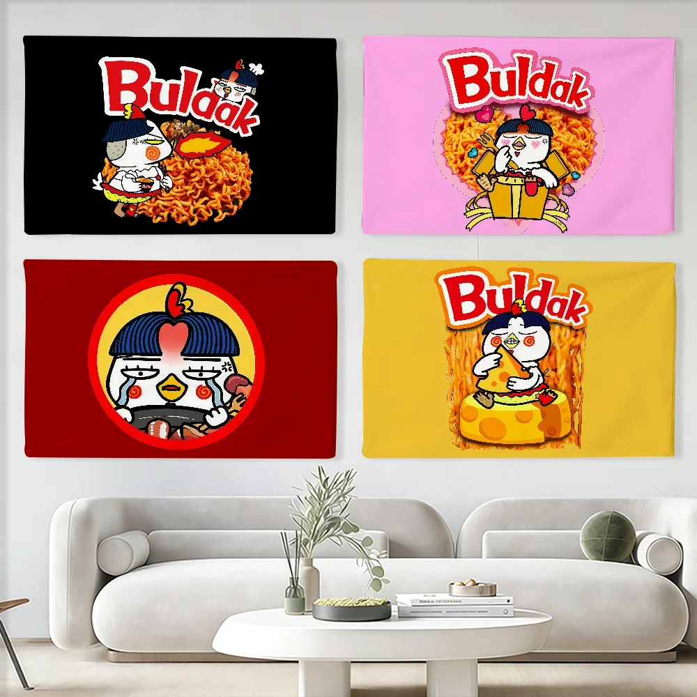 Bandera con estampado de moda B-Buldak R-Ramen, adecuada para fiestas, clubes, decoración de paredes interiores y exteriores, regalo